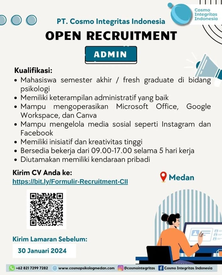Lowongan Kerja Januari 2024 di PT Cosmo Integritas Indonesia
