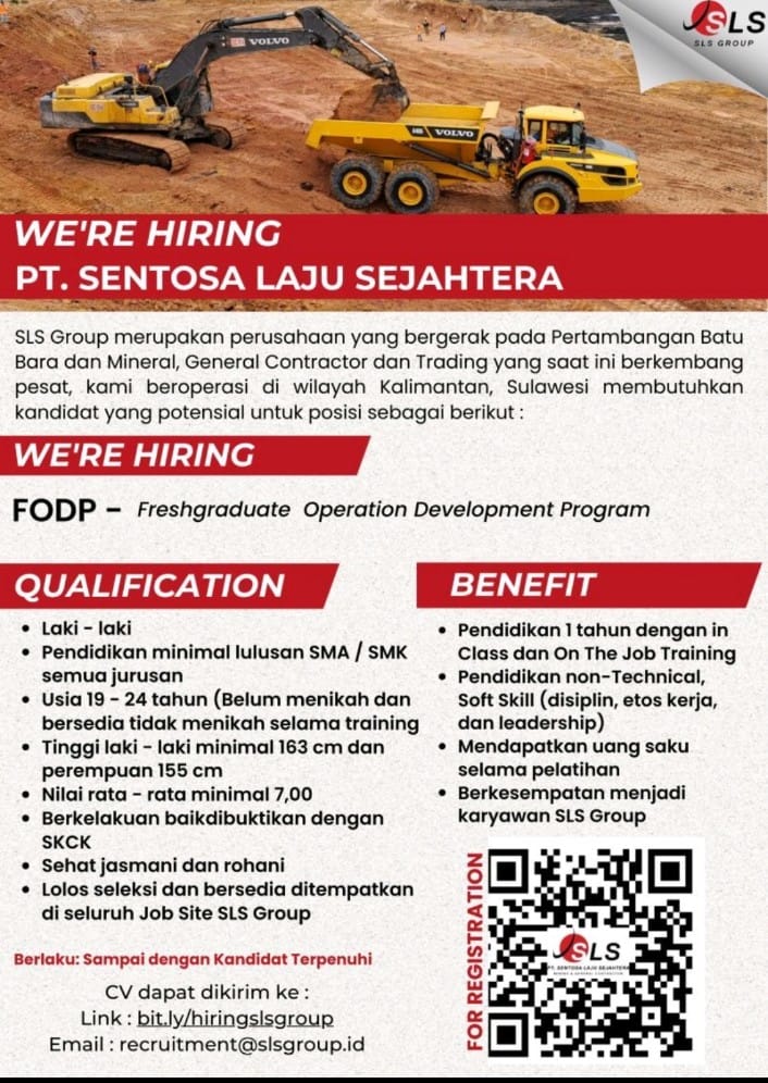 Lowongan Kerja Januari 2024 di PT. Sentosa Laju Sejahtera (SLS)