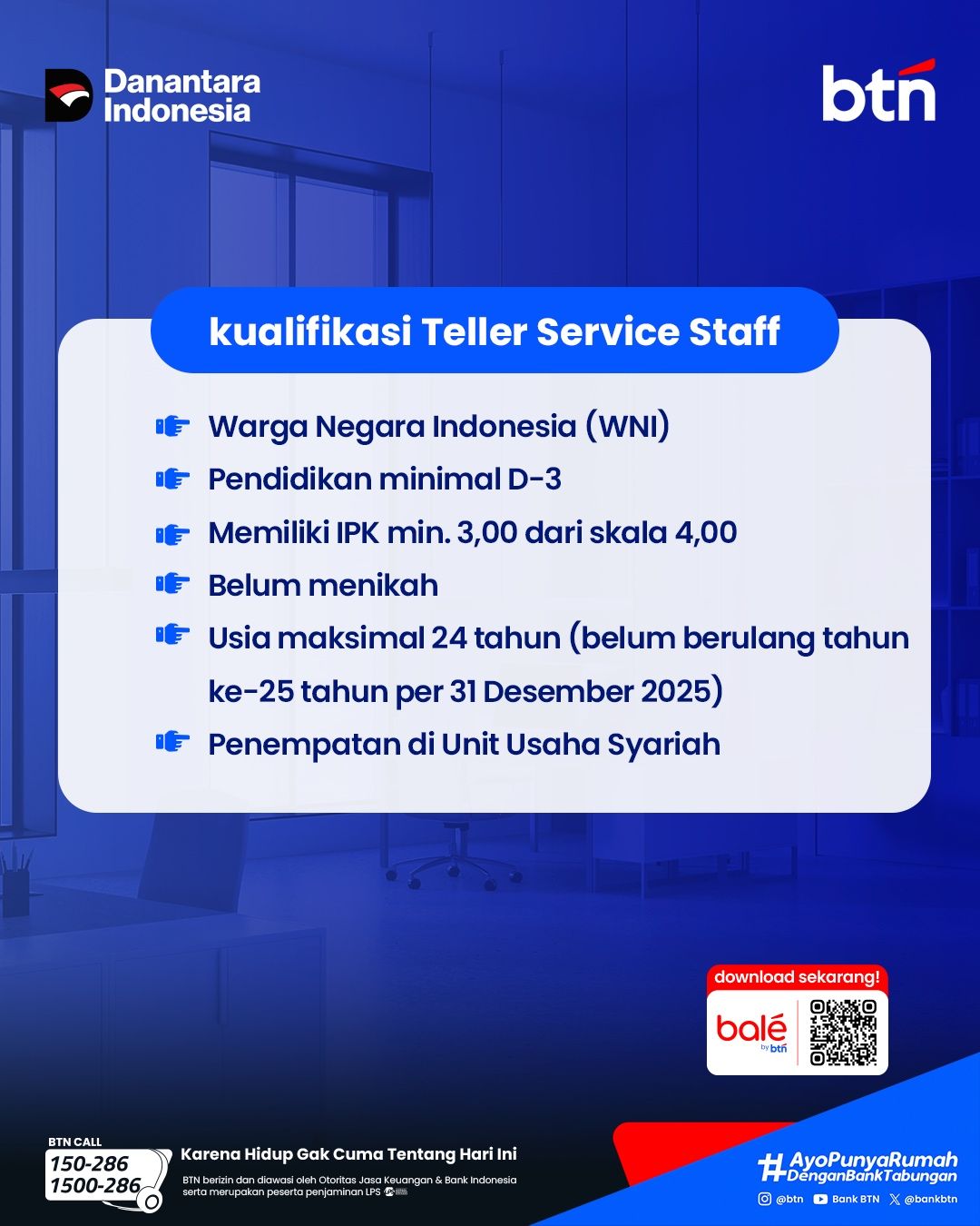 Lowongan Kerja BUMN di PT Bank Tabungan Negara Juni 2025
