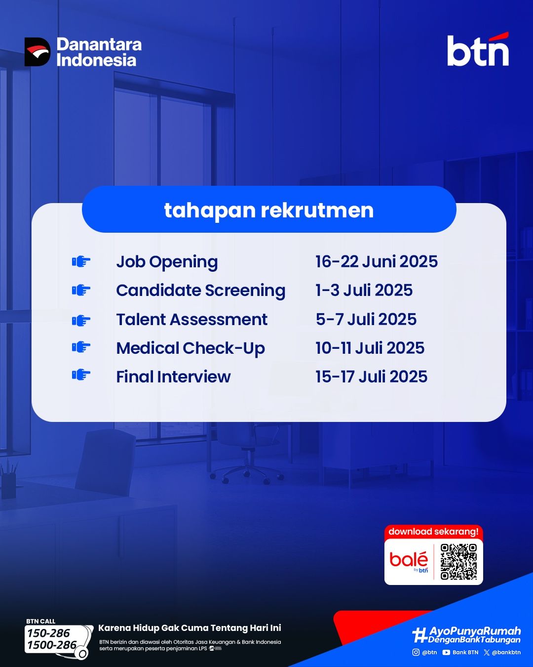 Lowongan Kerja BUMN di PT Bank Tabungan Negara Juni 2025